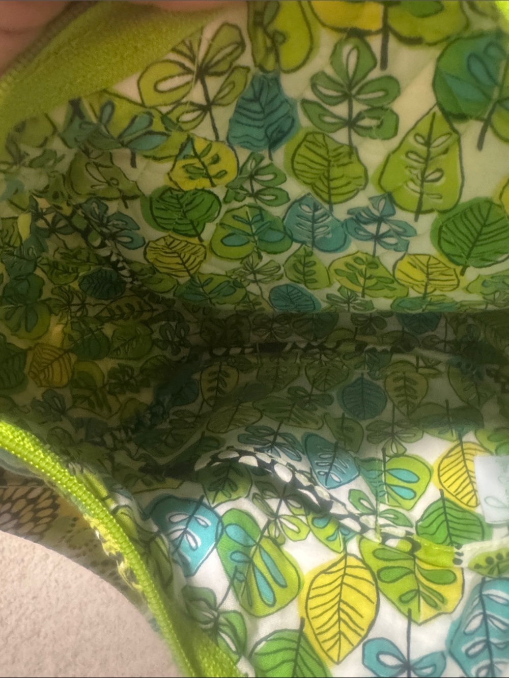 Vera Bradley Quilted Floral Shoulder Bag in Lime, Teal and Black - Picture 6 of 6